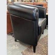 Classico Tub Chair | Black Leather gallery detail image