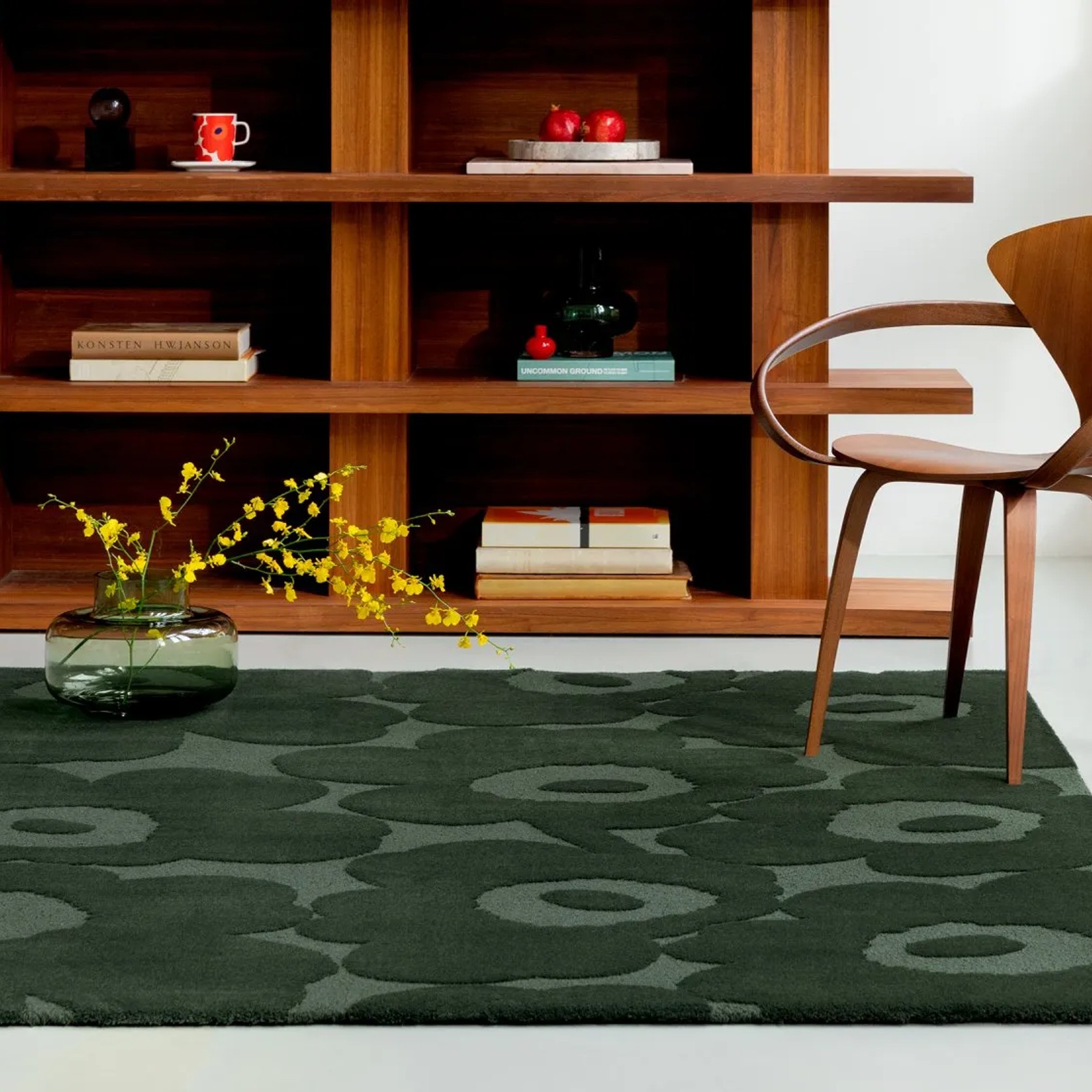 Marimekko Unikko Dark Green Designer Floor Rug gallery detail image
