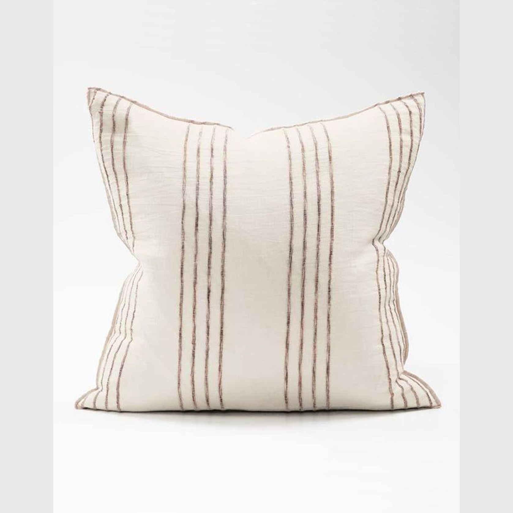 Rock Pool Cushion - Natural Linen with Organic Stripe 60x60 gallery detail image