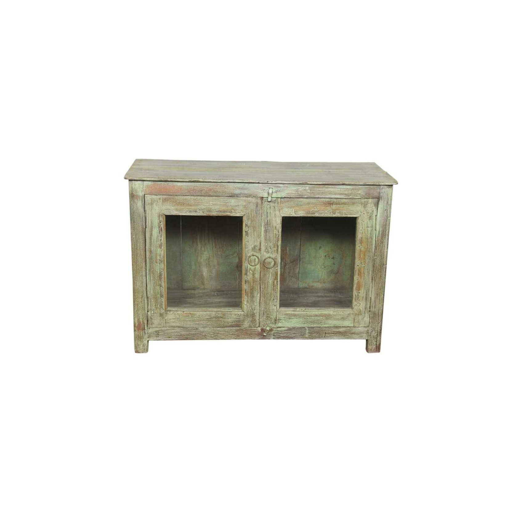 Original Wood and Glass Display Cabinet - Light Green gallery detail image