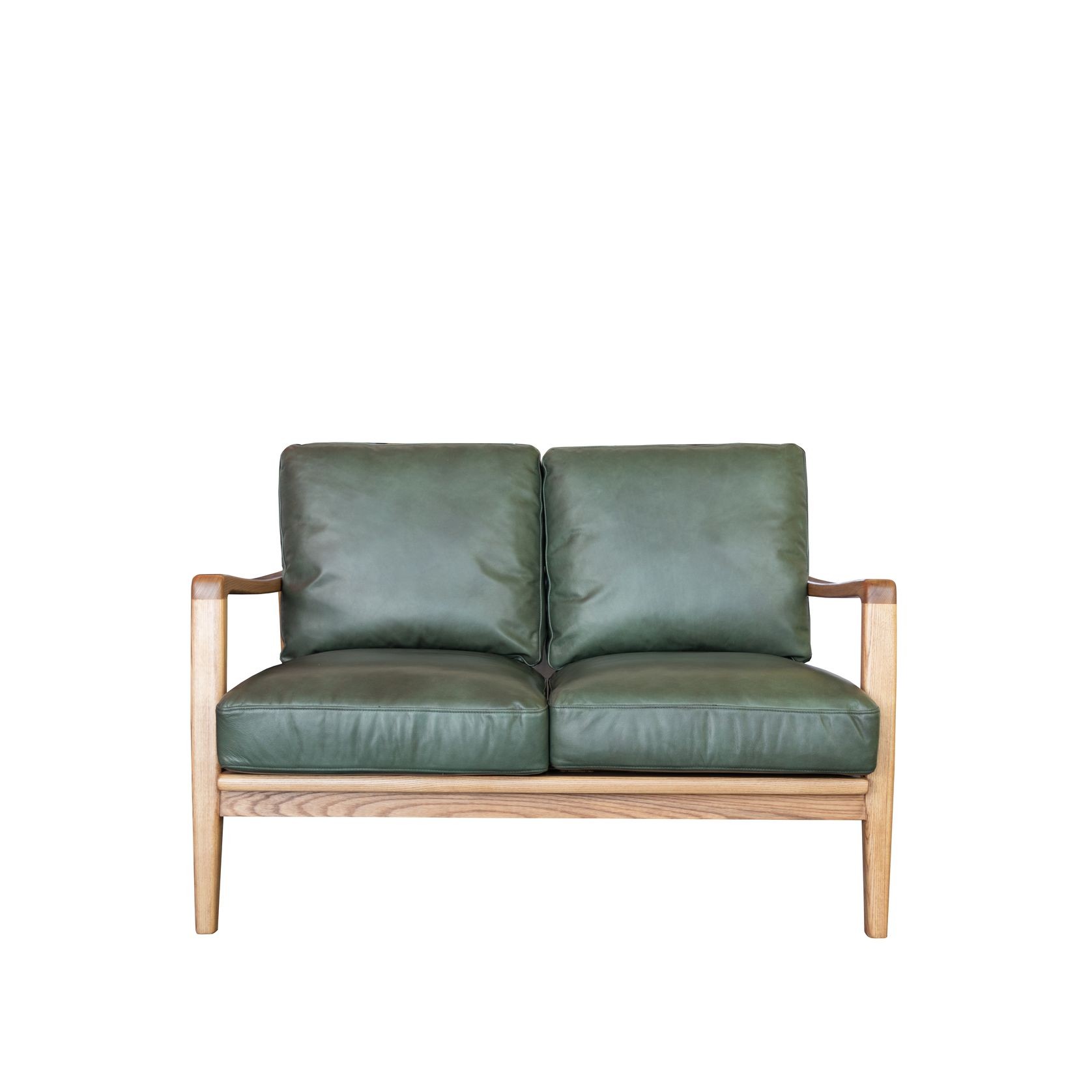 Reid Leather 2 Seater Sofa - Green gallery detail image