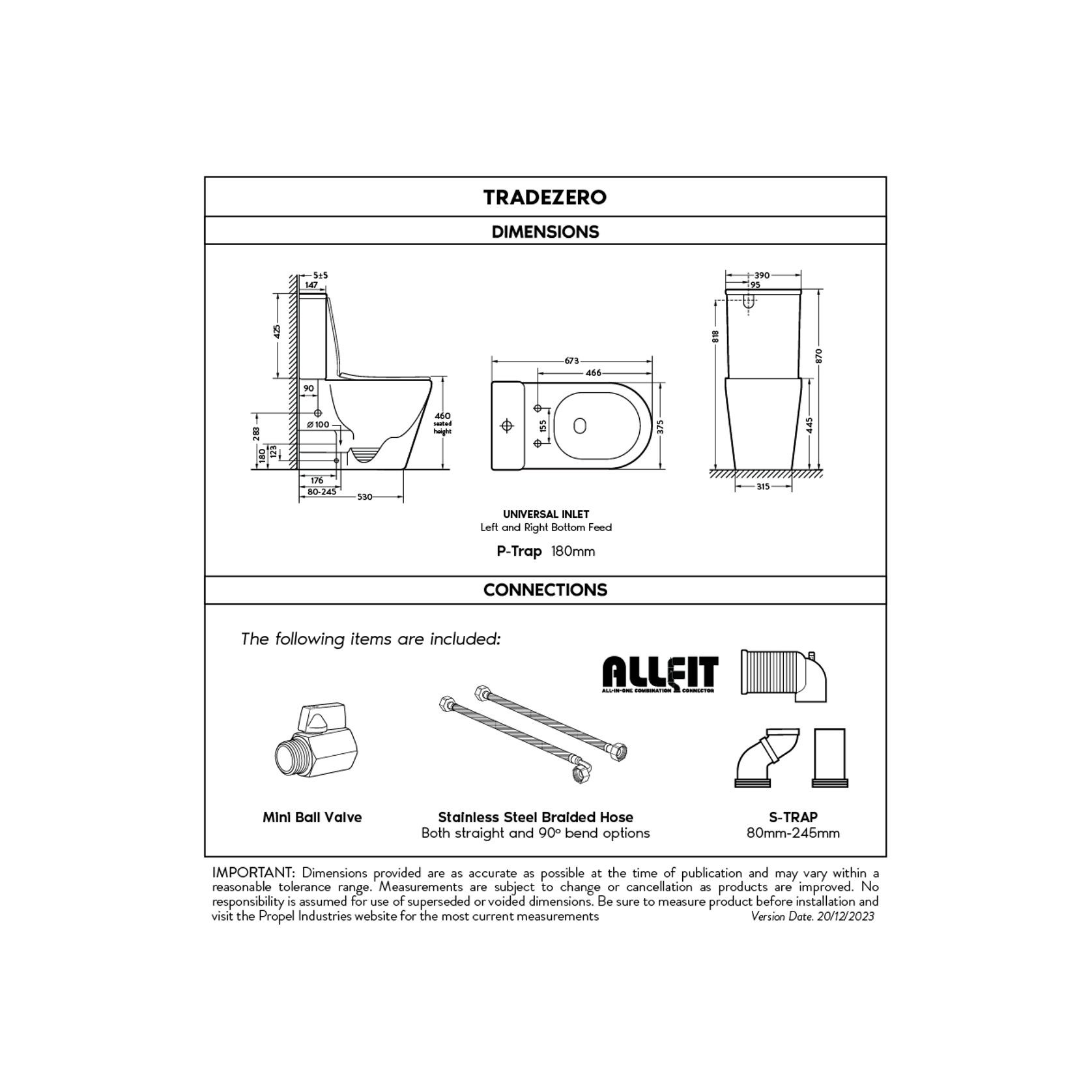 TradeZero All-In-One Full Kit Toilet Suite in Gloss White gallery detail image